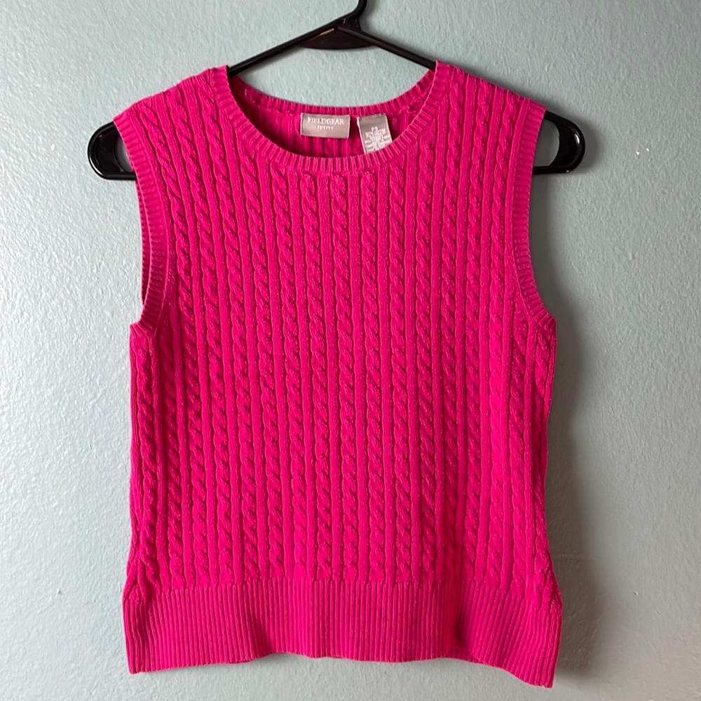 Hot pink cable knit vest